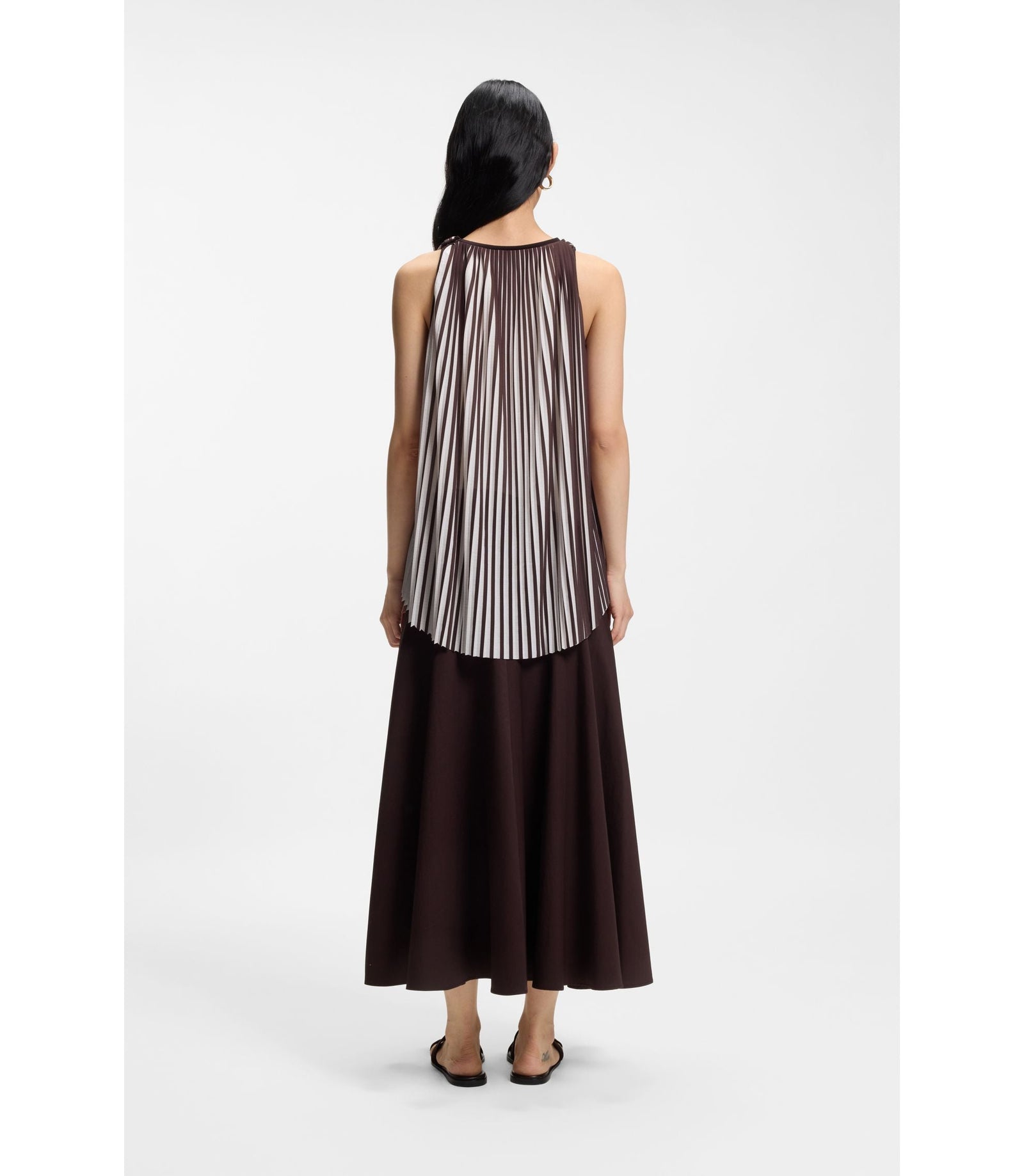 Boss A Line Top With Two Tone Pliss Pleats Patterned Women's
