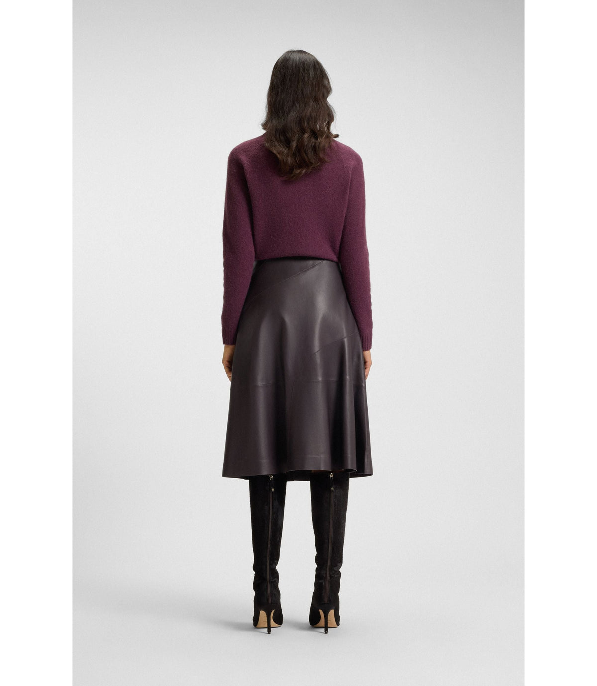 Boss A Line Skirt In Nappa Leather Light Purple Women's