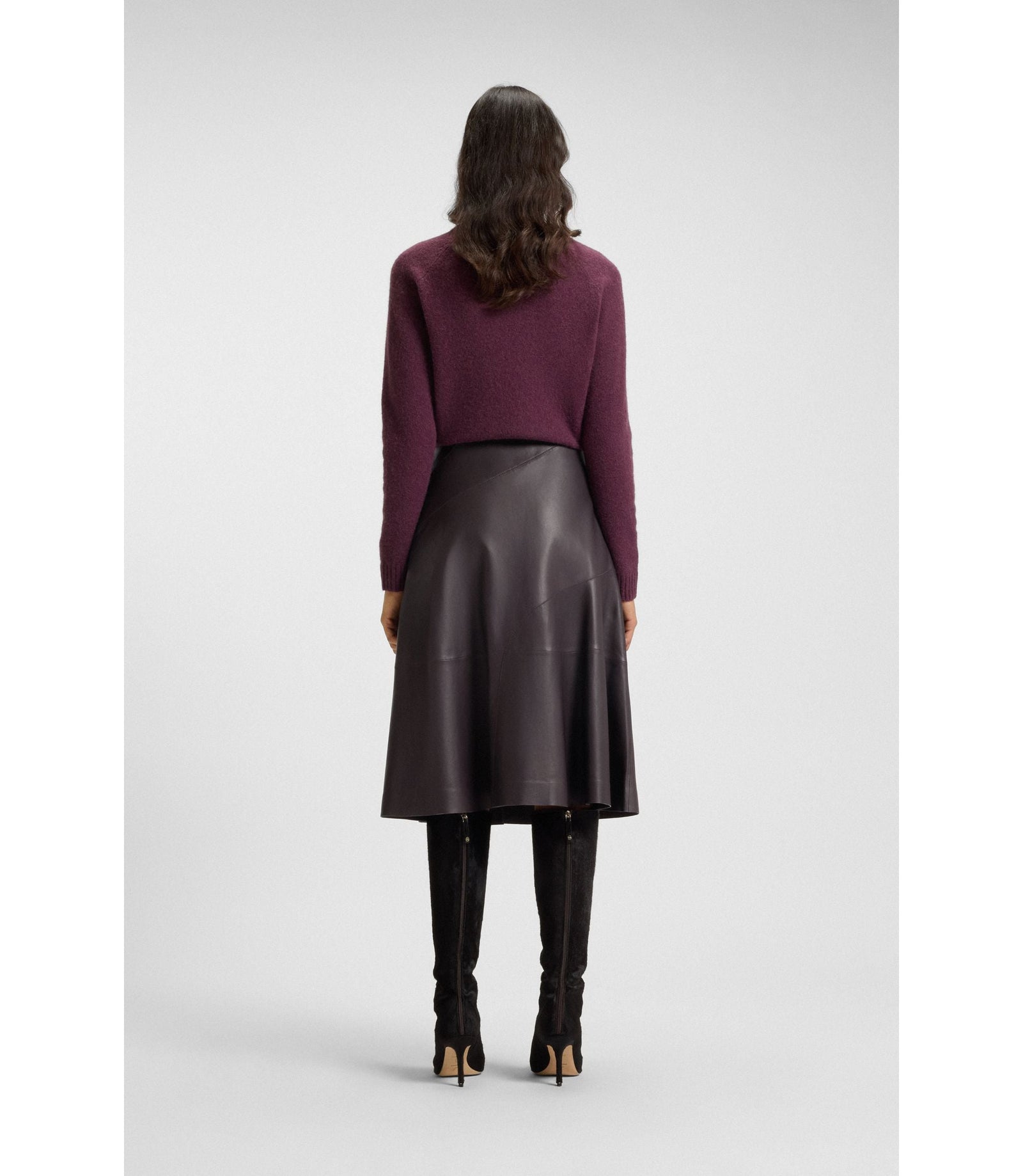 Boss A Line Skirt In Nappa Leather Light Purple Women's