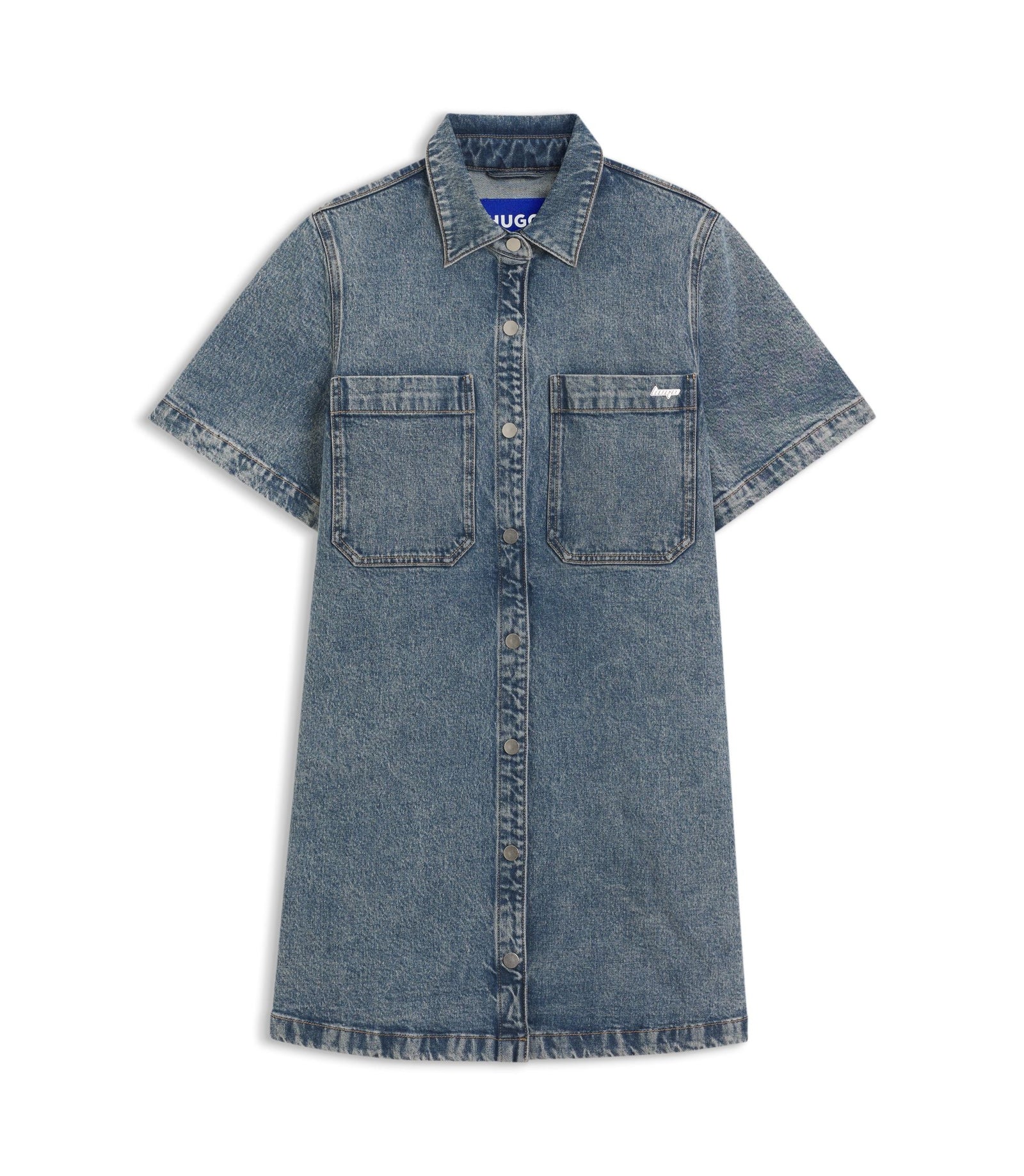 Hugo A Line Dress In Comfort Stretch Denim Blue Women's