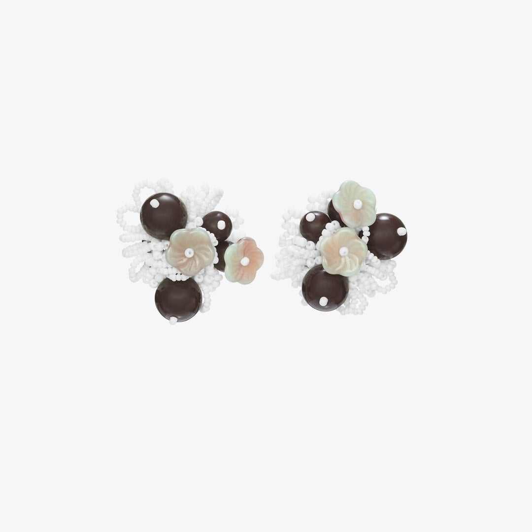 Tory Burch Runway Beaded Cluster Earrings Tory Silver