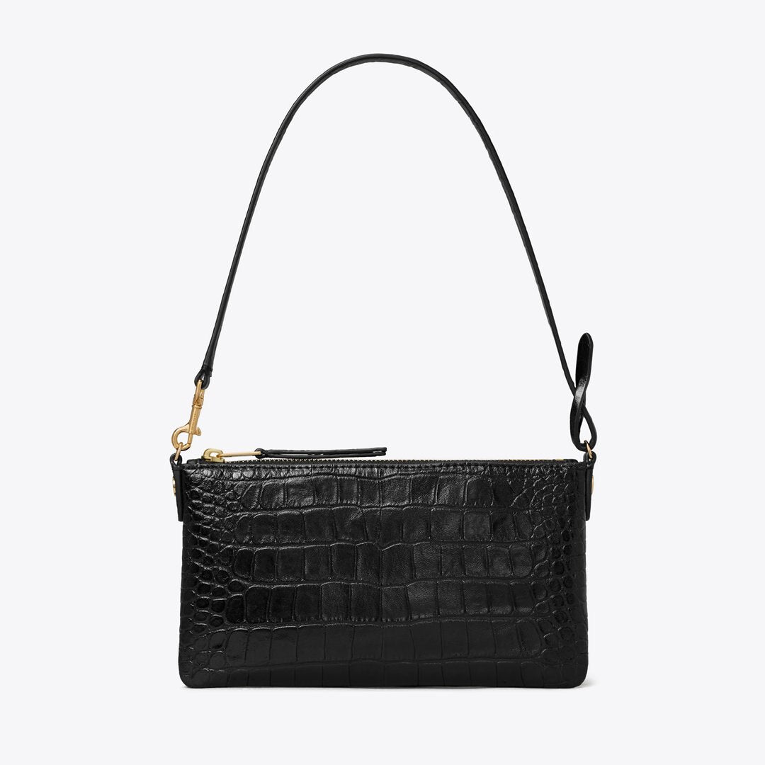 Tory Burch Croc-Embossed Pochette Black