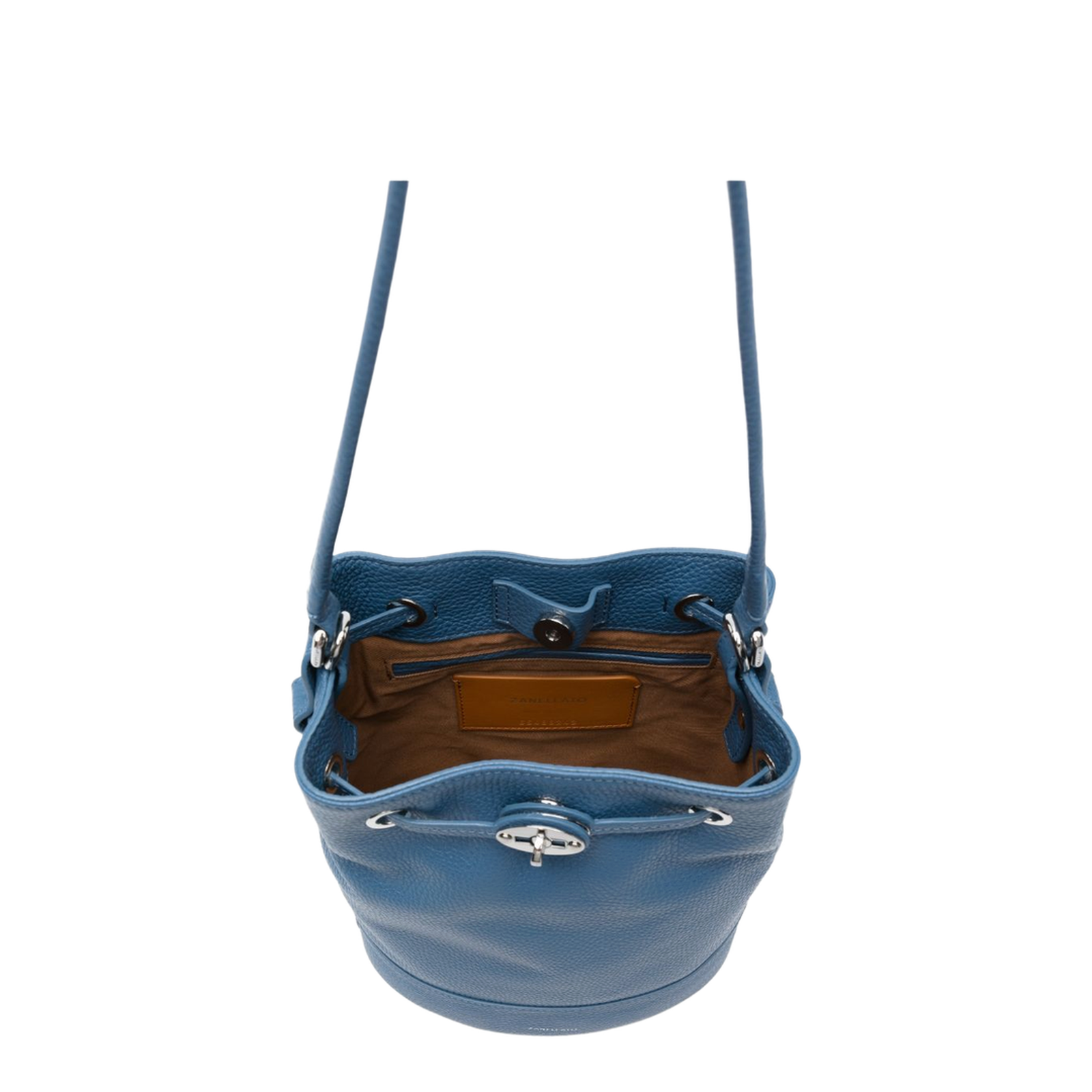 Monda' Daily Small Leather Bucket Bag - Sky Blue