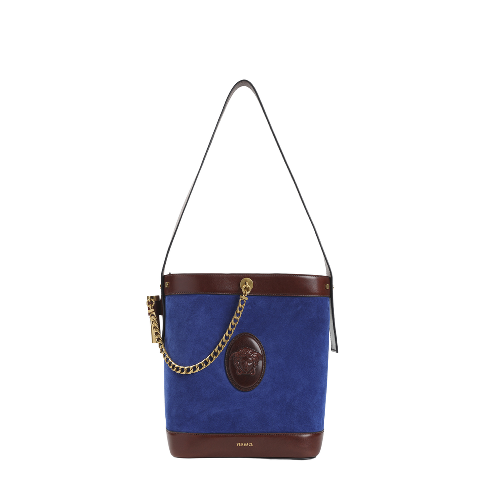Pivot Small Suede Bucket Bag - Blue/Brown
