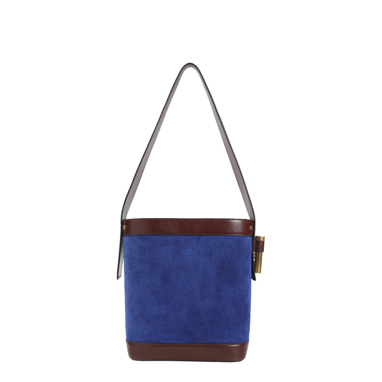 Pivot Small Suede Bucket Bag - Blue/Brown