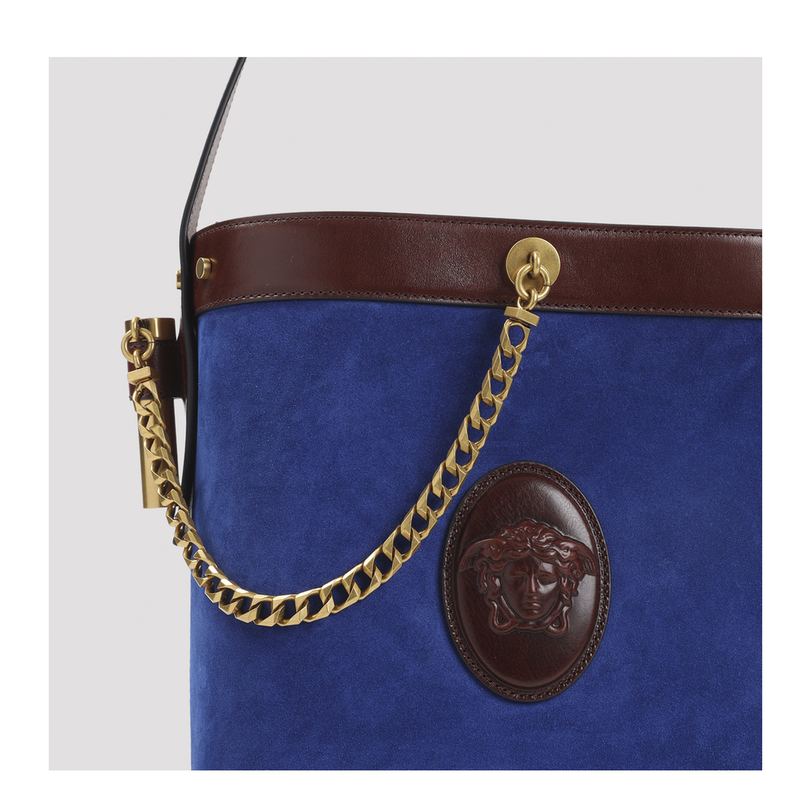 Pivot Small Suede Bucket Bag - Blue/Brown