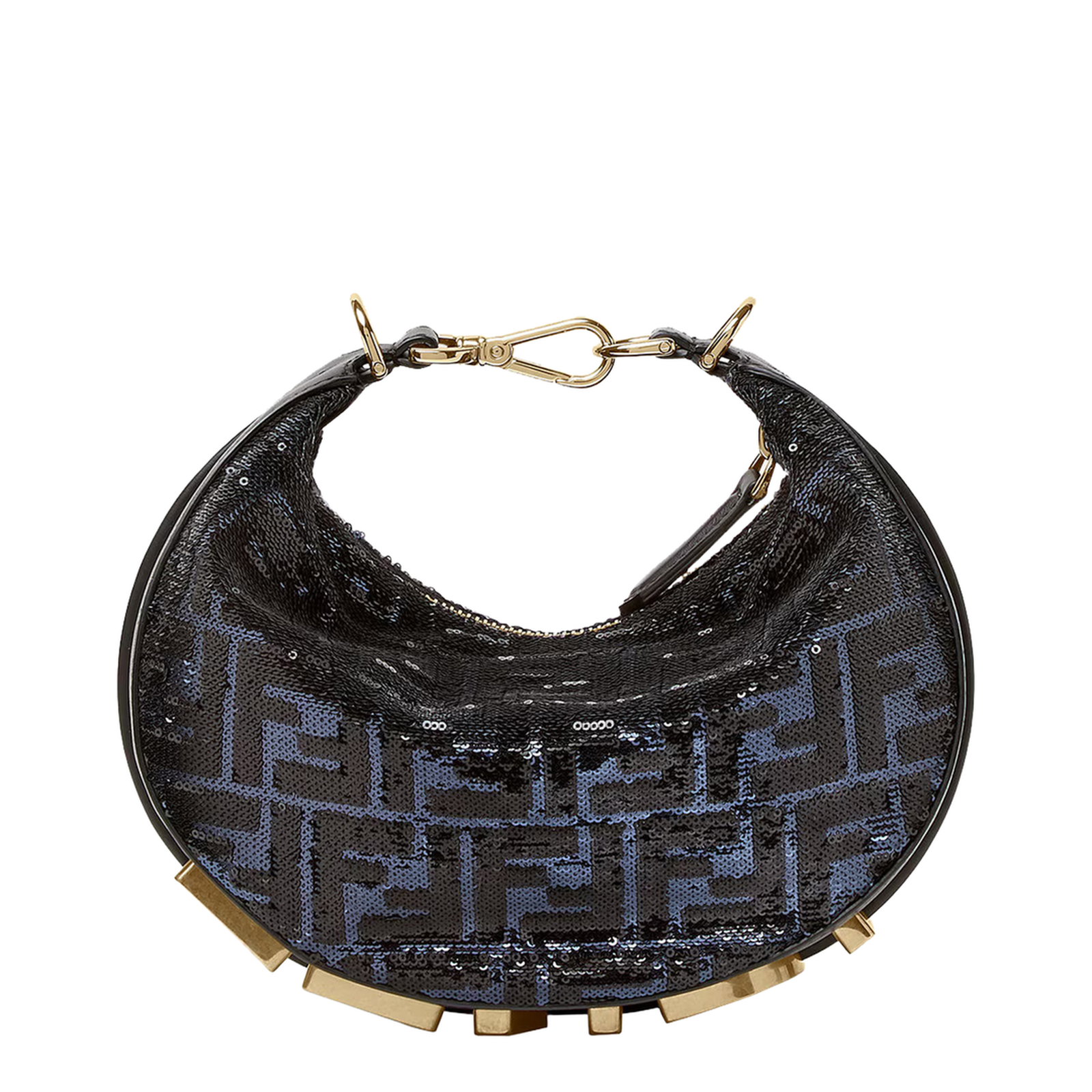 Fendigraphy Mini Sequin Hobo Bag - Blue and Black