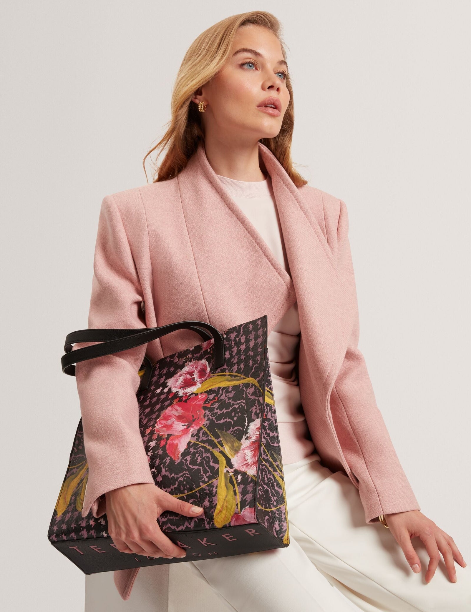Ted Baker Tullsa Floral Check Print Large Icon Tote Bag Women's