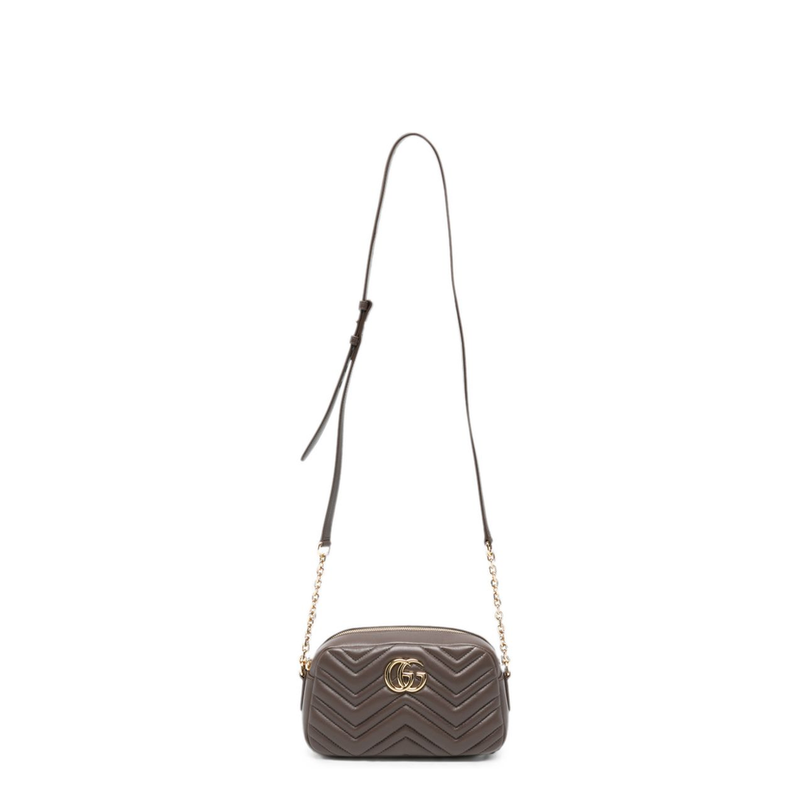 GG Marmont Small Matelassé Chevron Nappa Leather Crossbody Bag - Dark Taupe