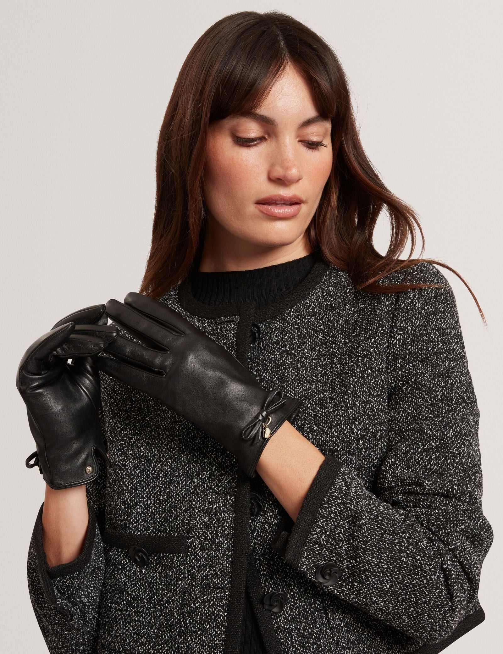 Ted Baker Sheryys Bow Detail Soft Leather Gloves Women's