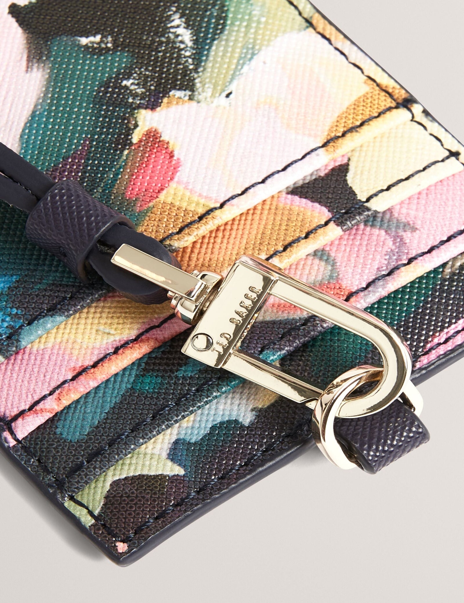 Ted Baker Kelss Rose Print Pu Card Holder Lanyard Women's