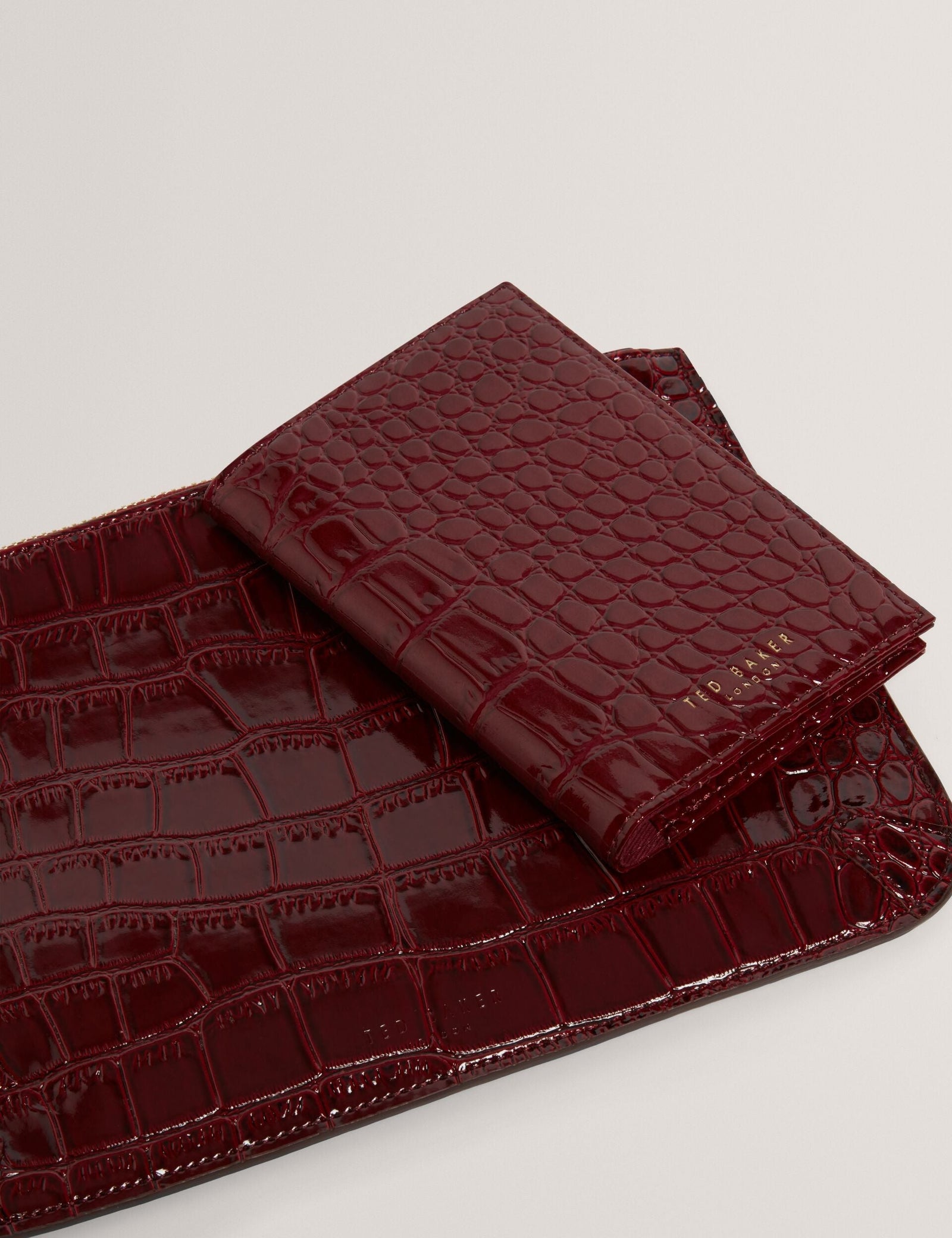 Ted Baker Kelliii Croc Effect Passport Cover Travel Pouch Women's