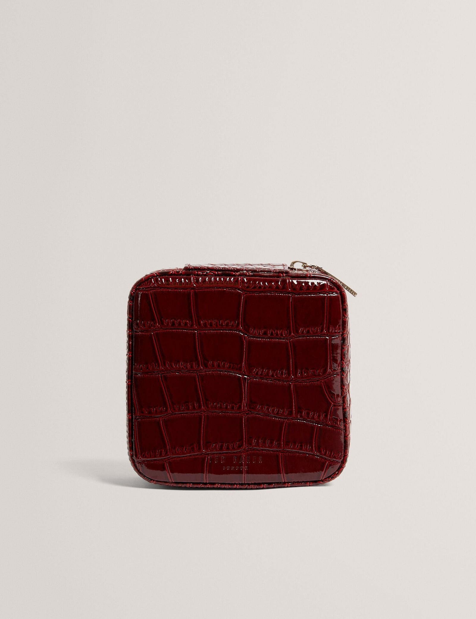Ted Baker Hazelli Croc Effect Zip Around Jewellery Case In Wine Women's