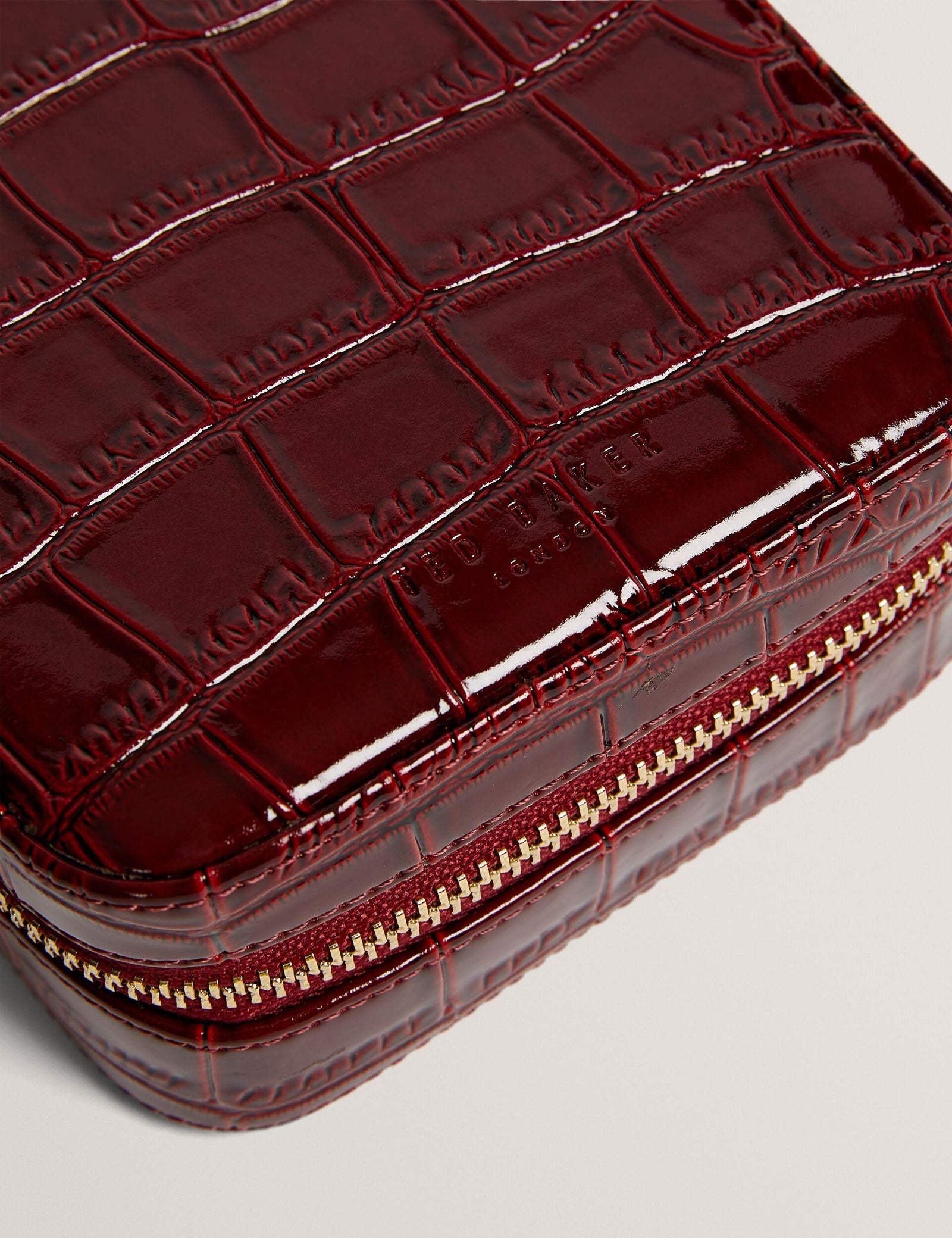 Ted Baker Hazelli Croc Effect Zip Around Jewellery Case In Wine Women's
