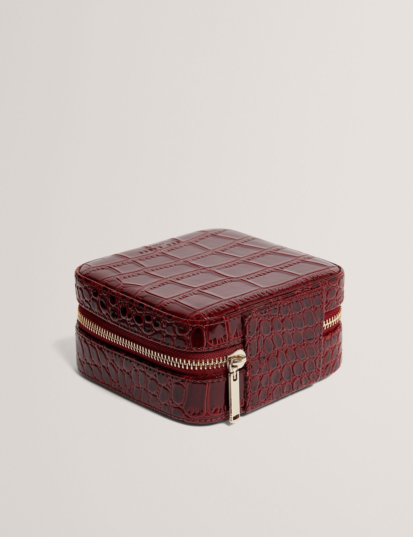 Ted Baker Hazelli Croc Effect Zip Around Jewellery Case In Wine Women's