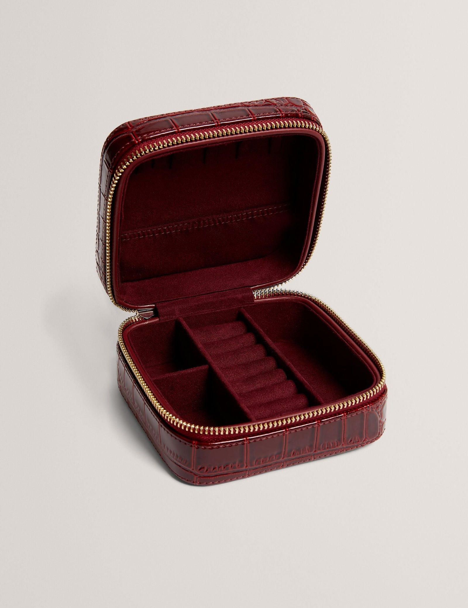 Ted Baker Hazelli Croc Effect Zip Around Jewellery Case In Wine Women's