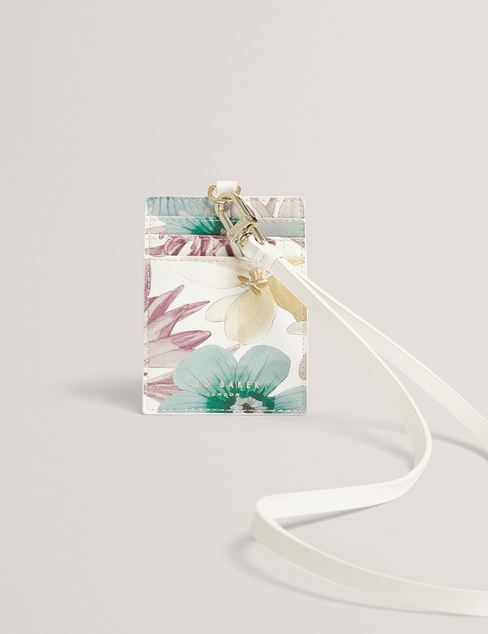 Ted Baker Halii Pastel Floral Pu Card Holder Lanyard Women's