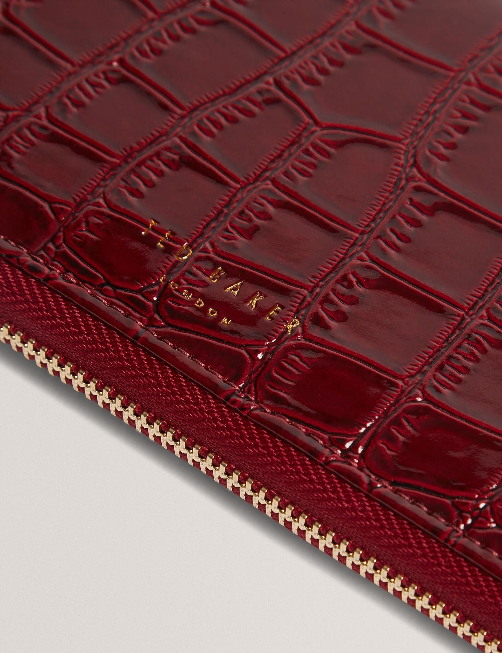 Ted Baker Aleya Patent Croc Slim Travel Jewellery Case Women's