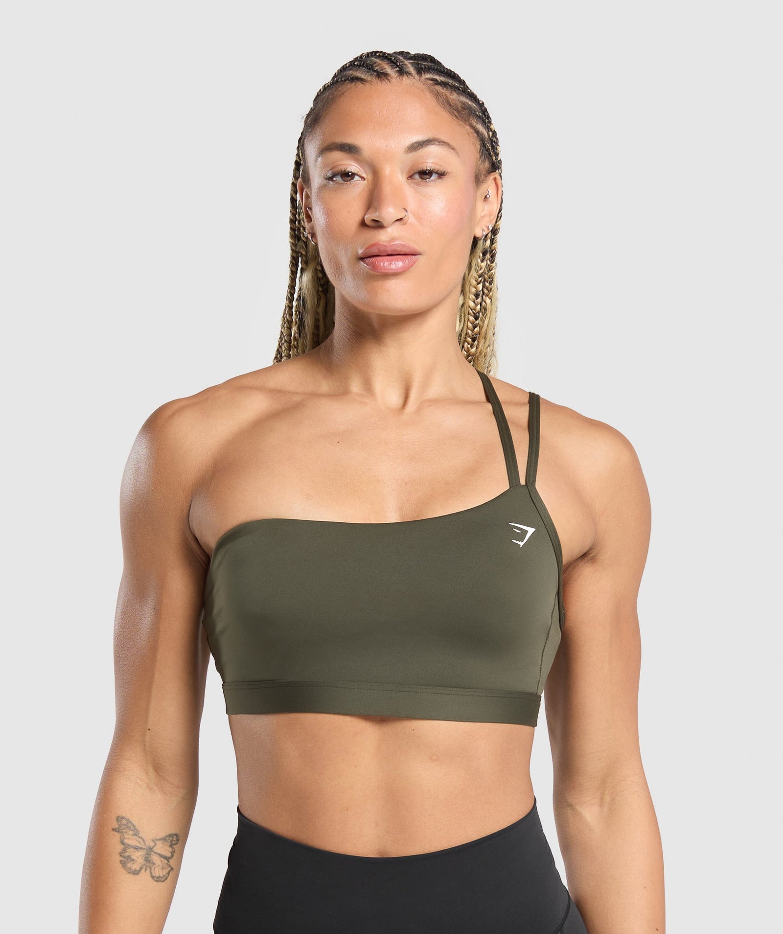 Women's Gymshark One Shoulder Sports Bra Weighted Green