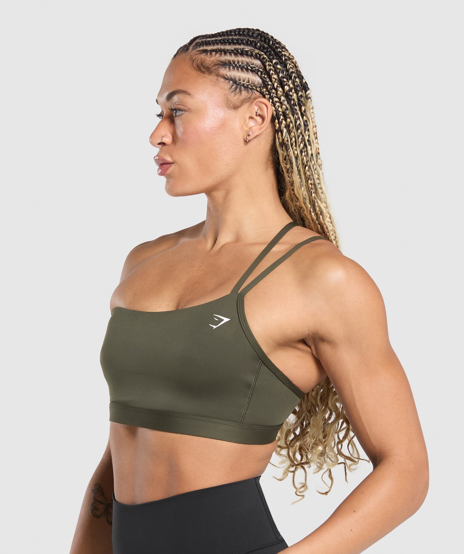 Women's Gymshark One Shoulder Sports Bra Weighted Green
