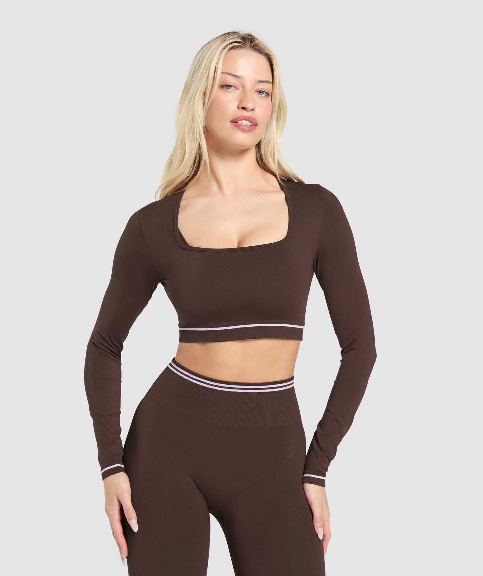 Women's Gymshark Contrast Seamless Crop Top Heritage Brown