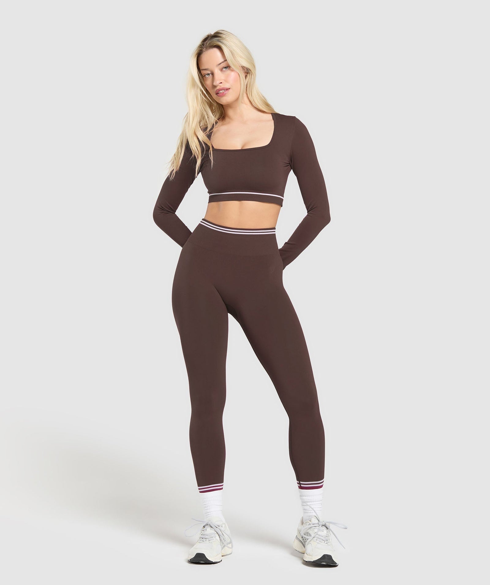 Women's Gymshark Contrast Seamless Crop Top Heritage Brown