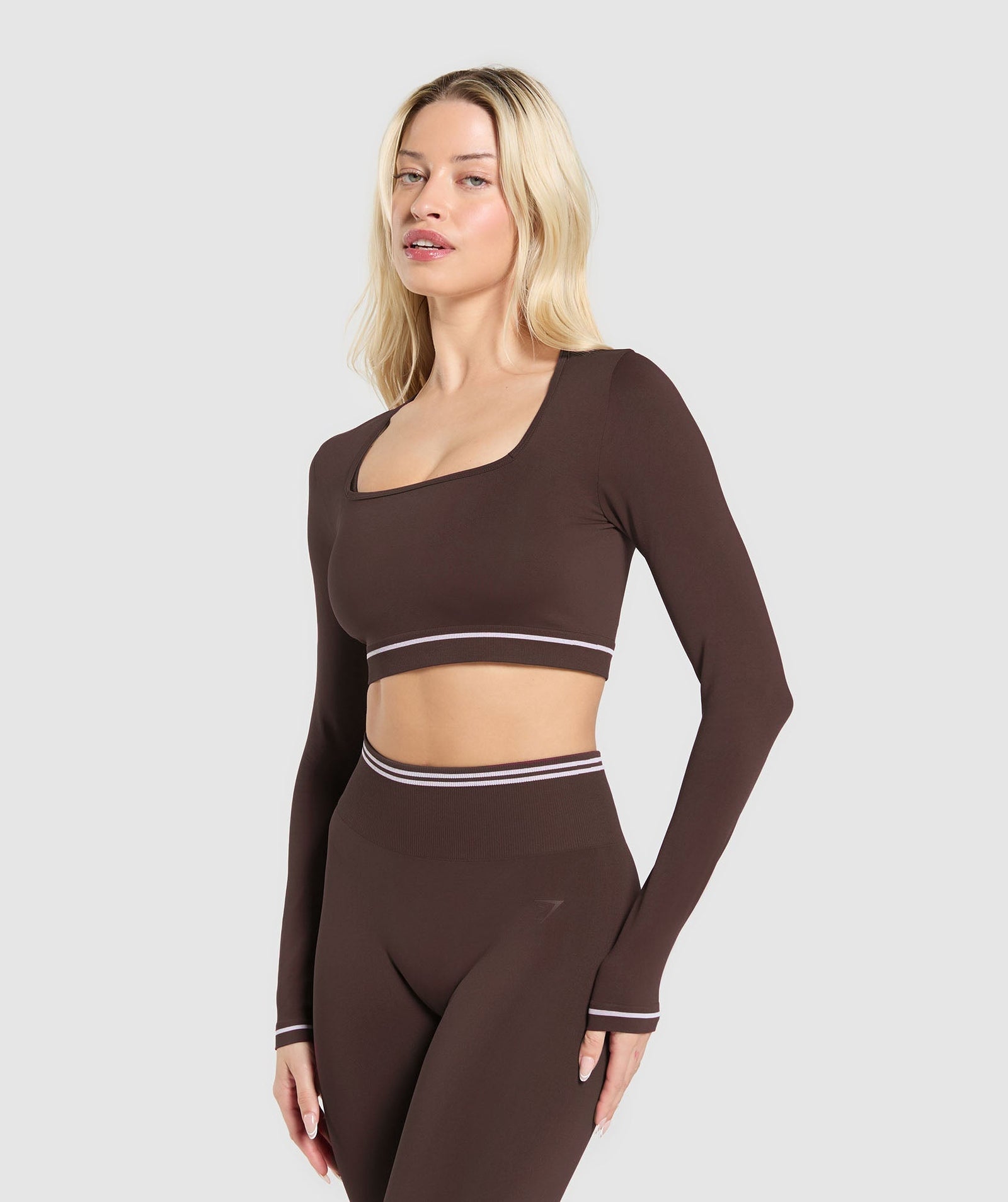 Women's Gymshark Contrast Seamless Crop Top Heritage Brown