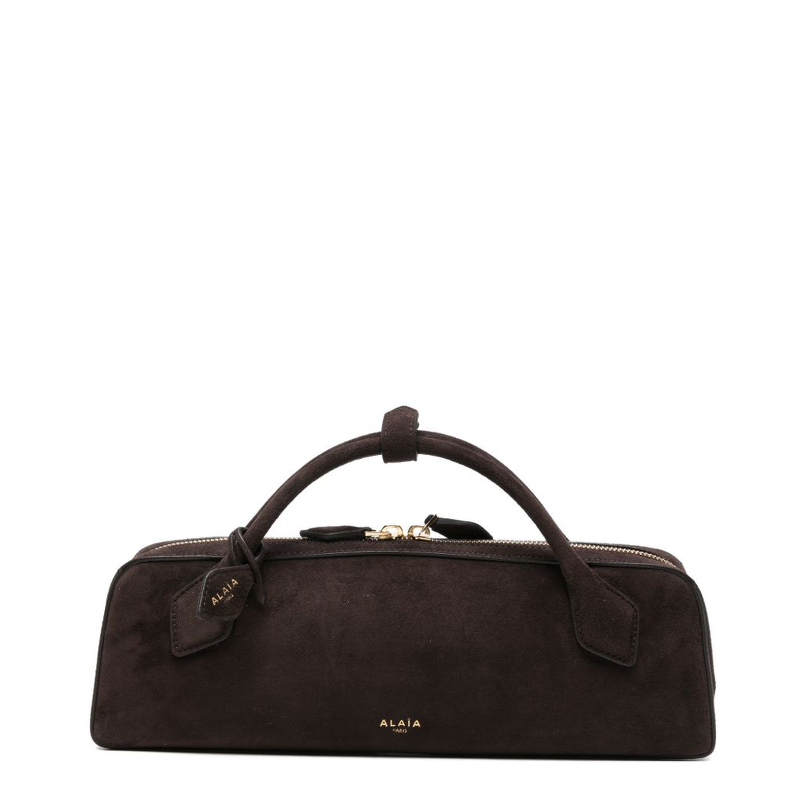 Le Teckel One Size Suede Leather Clutch - Dark Brown