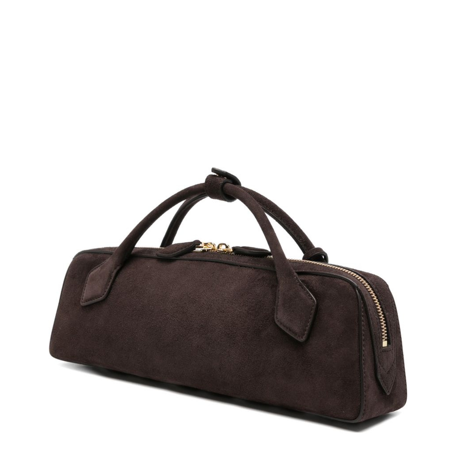 Le Teckel One Size Suede Leather Clutch - Dark Brown