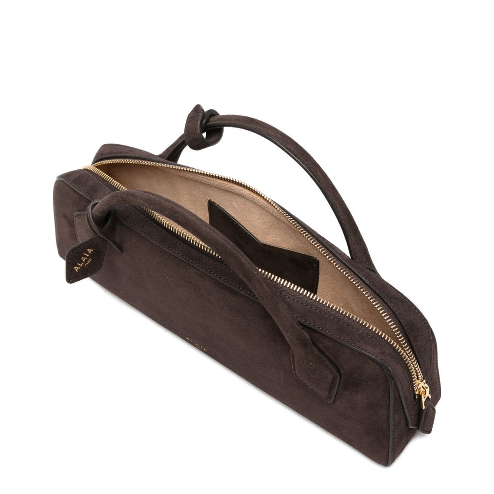 Le Teckel One Size Suede Leather Clutch - Dark Brown