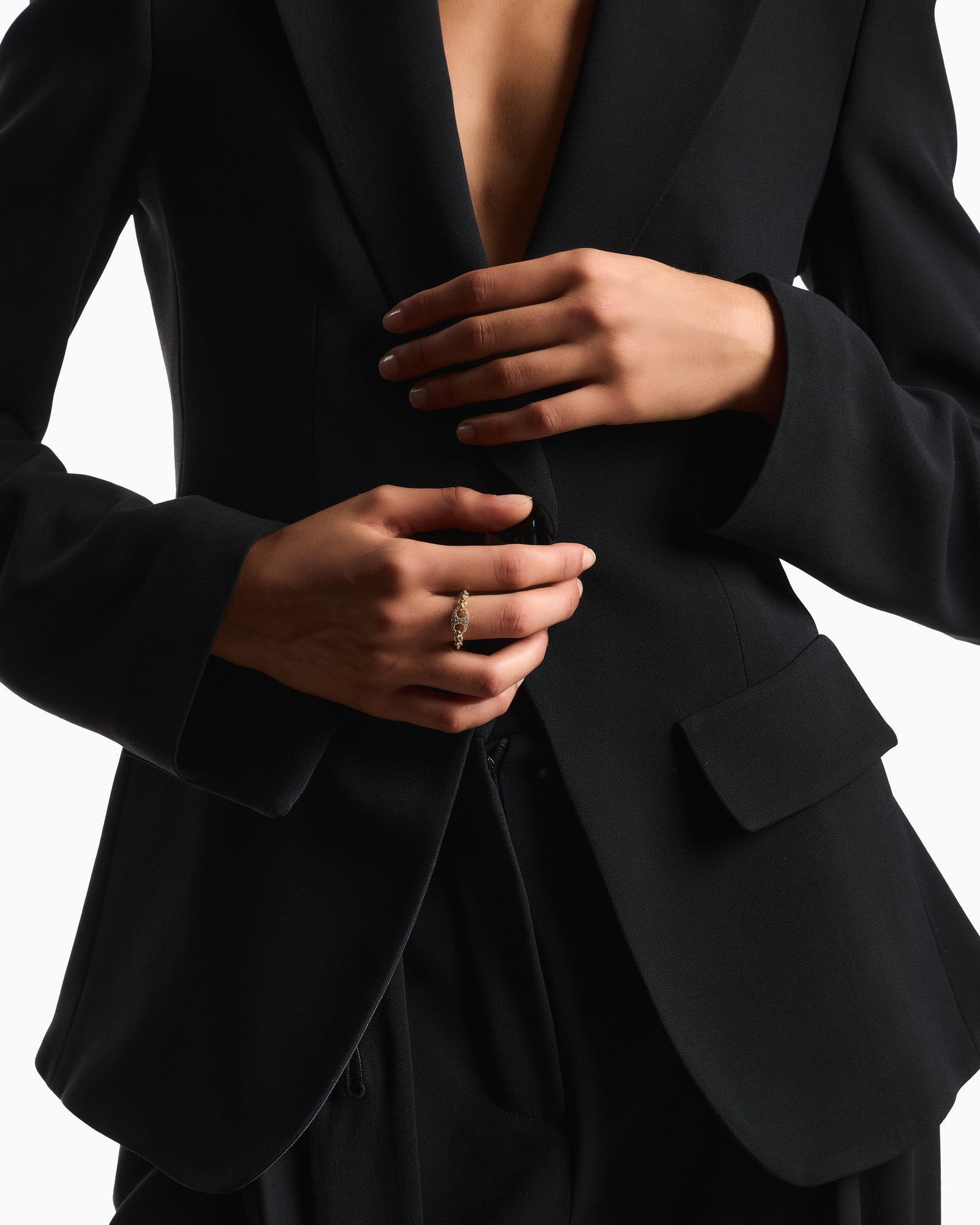 Emporio Armani  Gold-Tone Brass Center Focal Ring