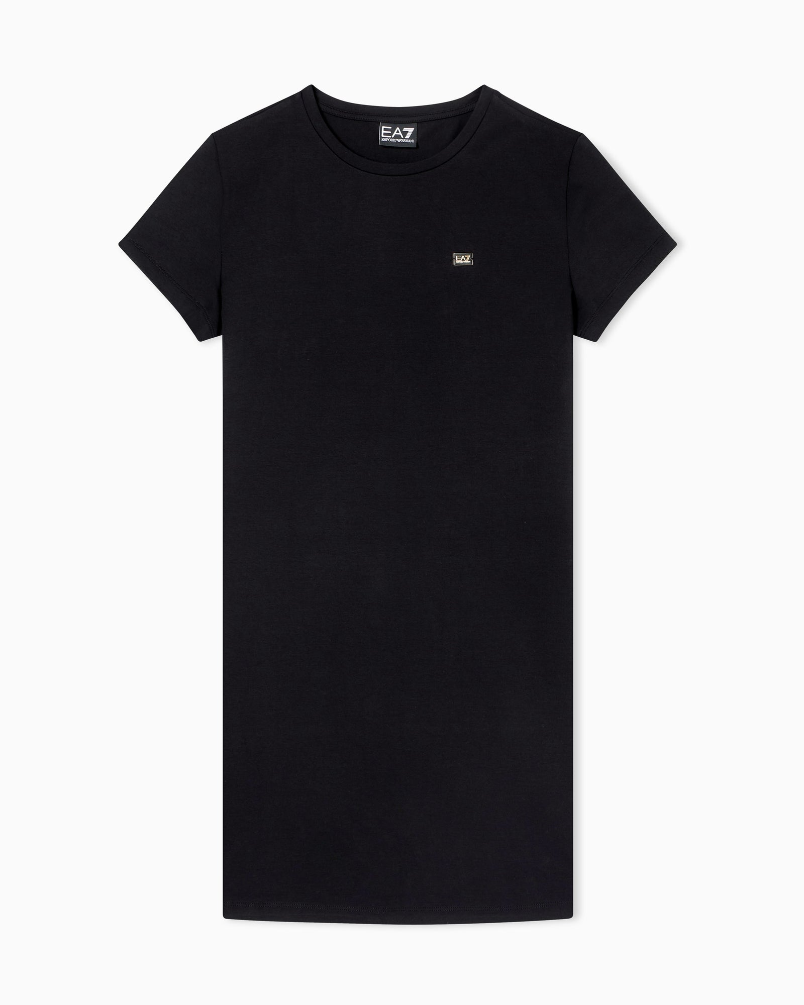 EA7 Jersey dress in stretch cotton with metal logo Core Lady