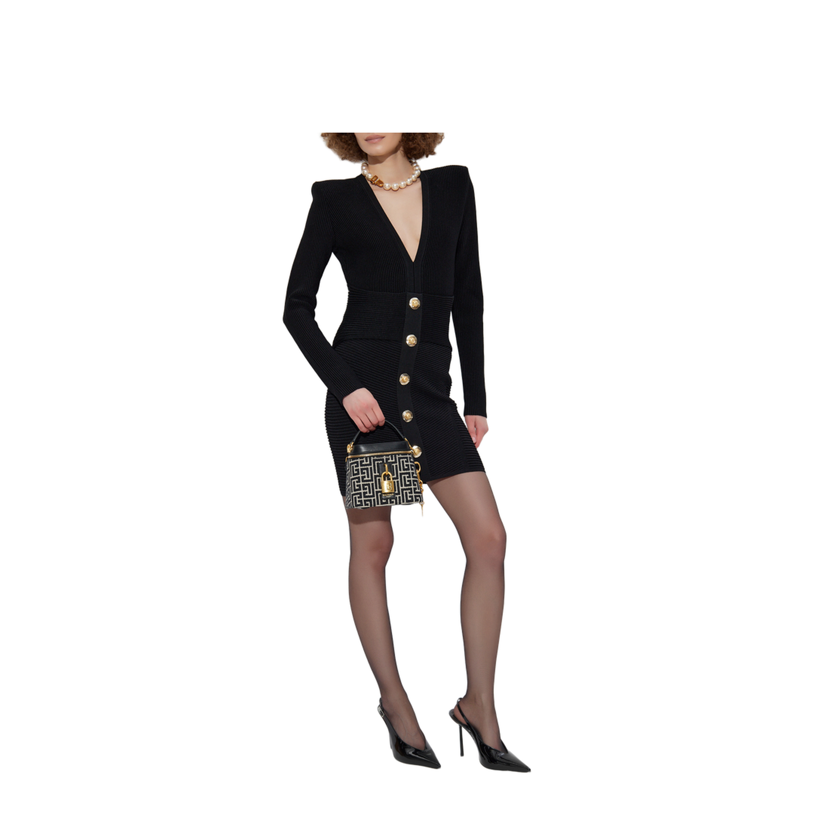 Short Ribbed Knit Bodycon Dress Black