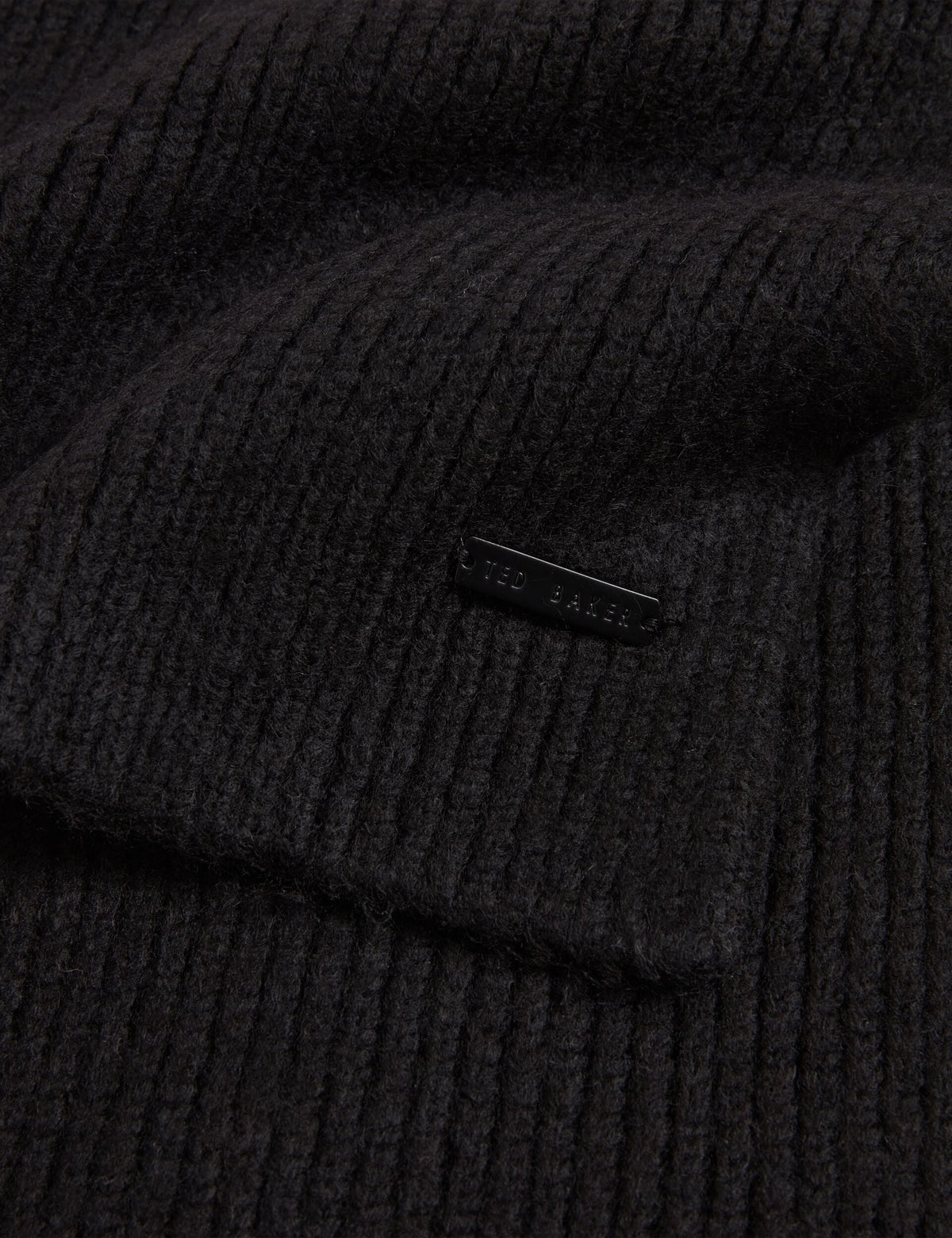 Ted Baker Lidiies Ribbed Wool Blend Knitted Scarf In Black Women's