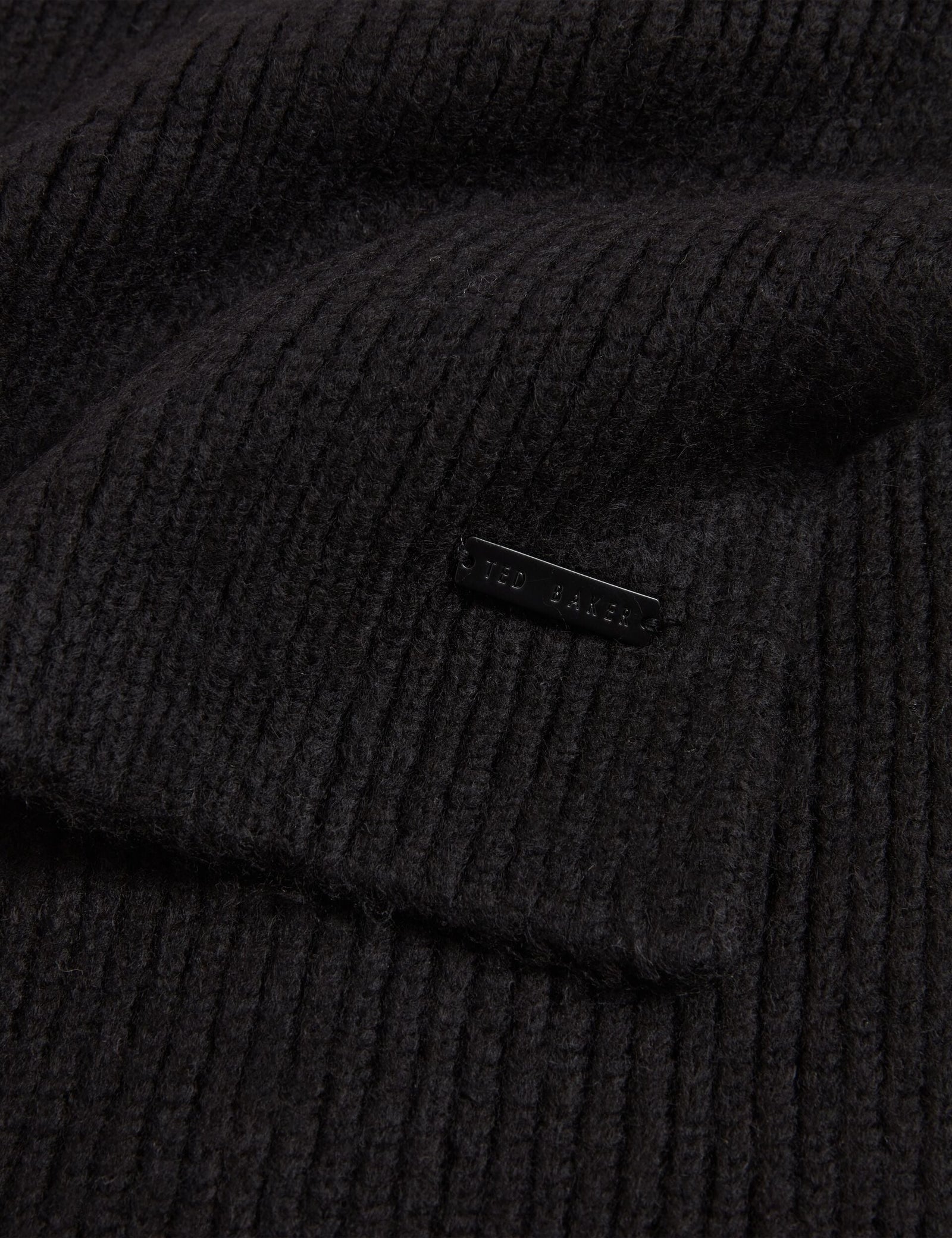 Ted Baker Lidiies Ribbed Wool Blend Knitted Scarf In Black Women's