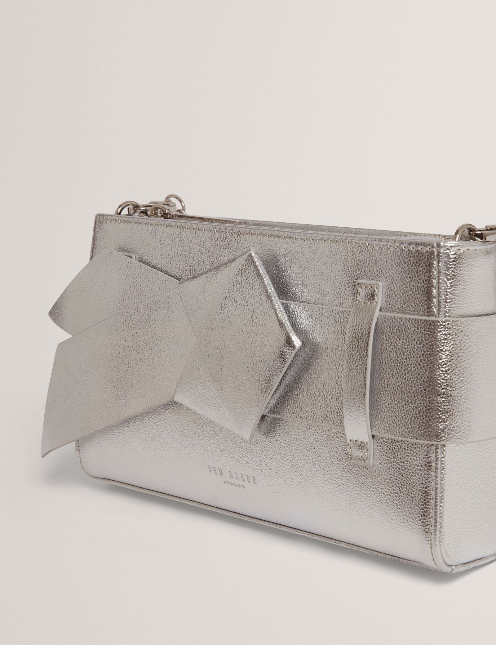 Ted Baker Jimmah Metallic Pu Bow Trim Clutch Bag Women's