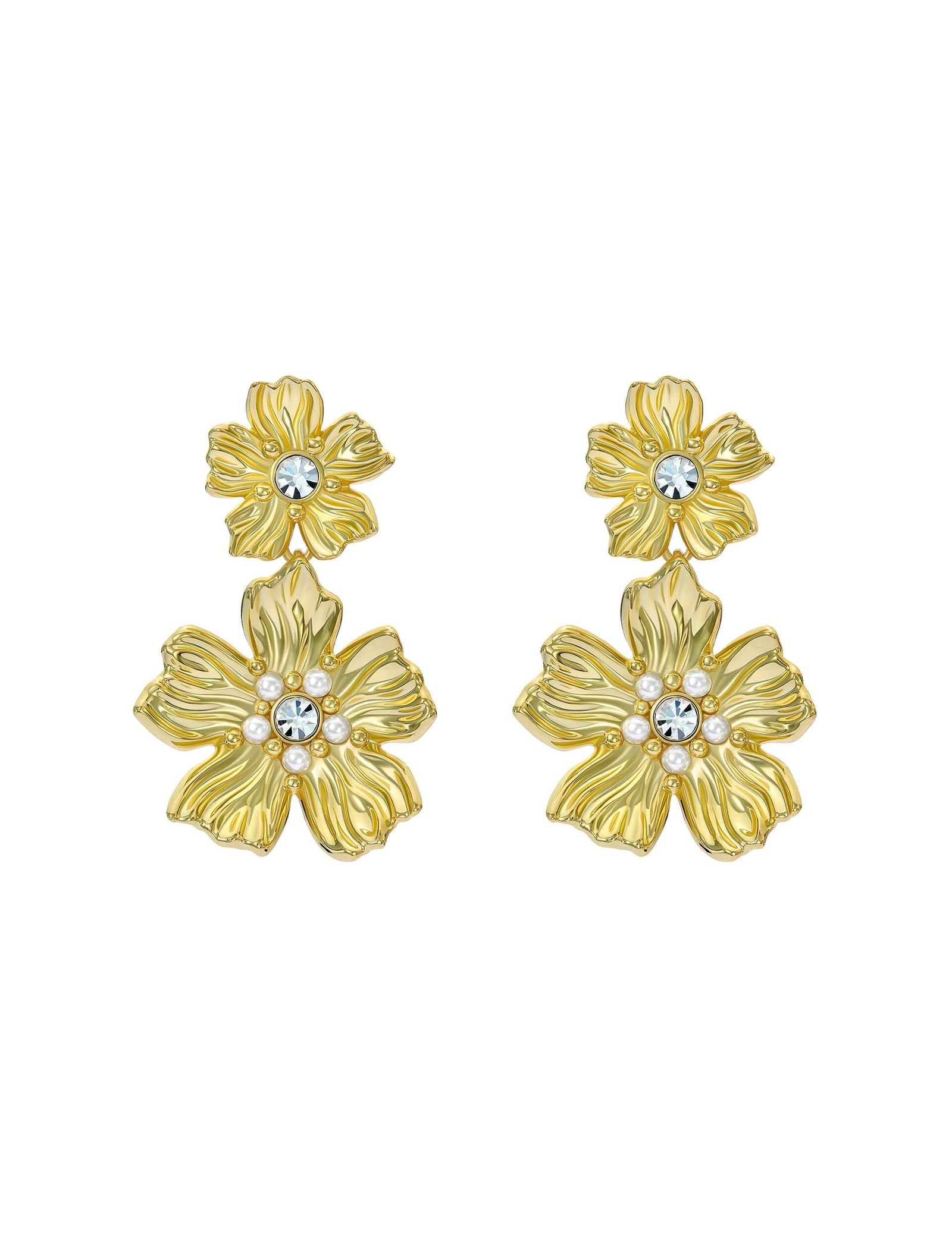 Ted Baker Gold Flower Statement Drop Earrings Women's