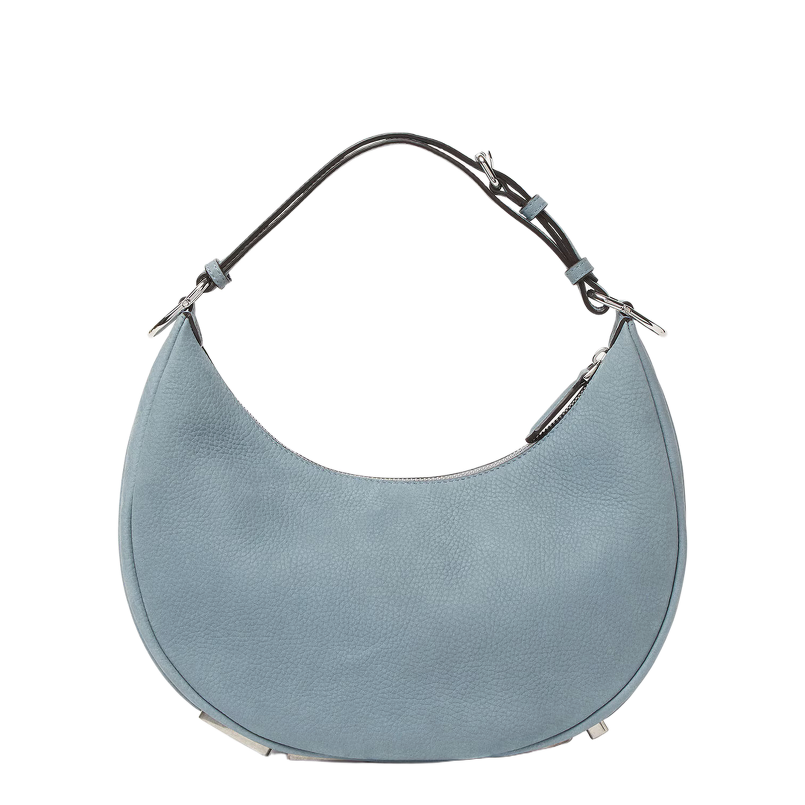 Fendigraphy Small Cuoio Romano Leather Shoulder Bag - Mercury Blue