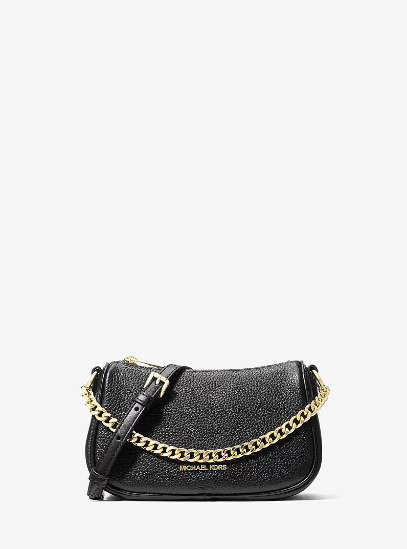 Michael Kors Carmela Small Pebbled Leather Convertible Crossbody BLACK Bag