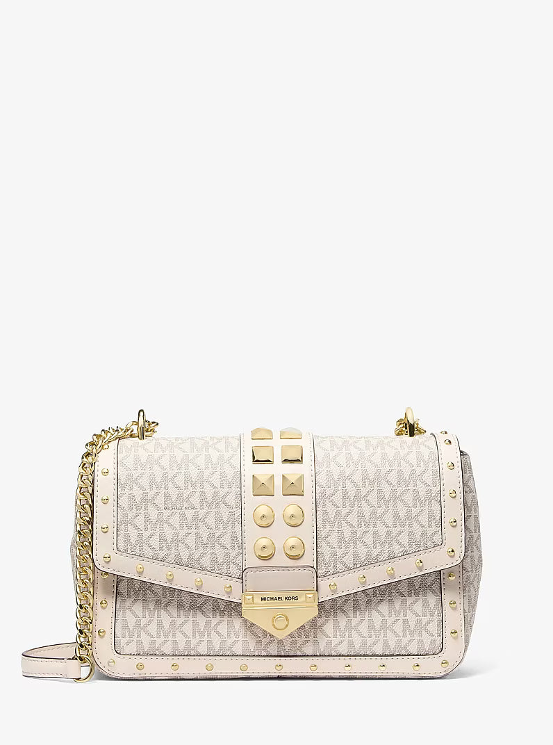 Soho Large Studded Signature Logo Shoulder LT CRM MULTI Bag