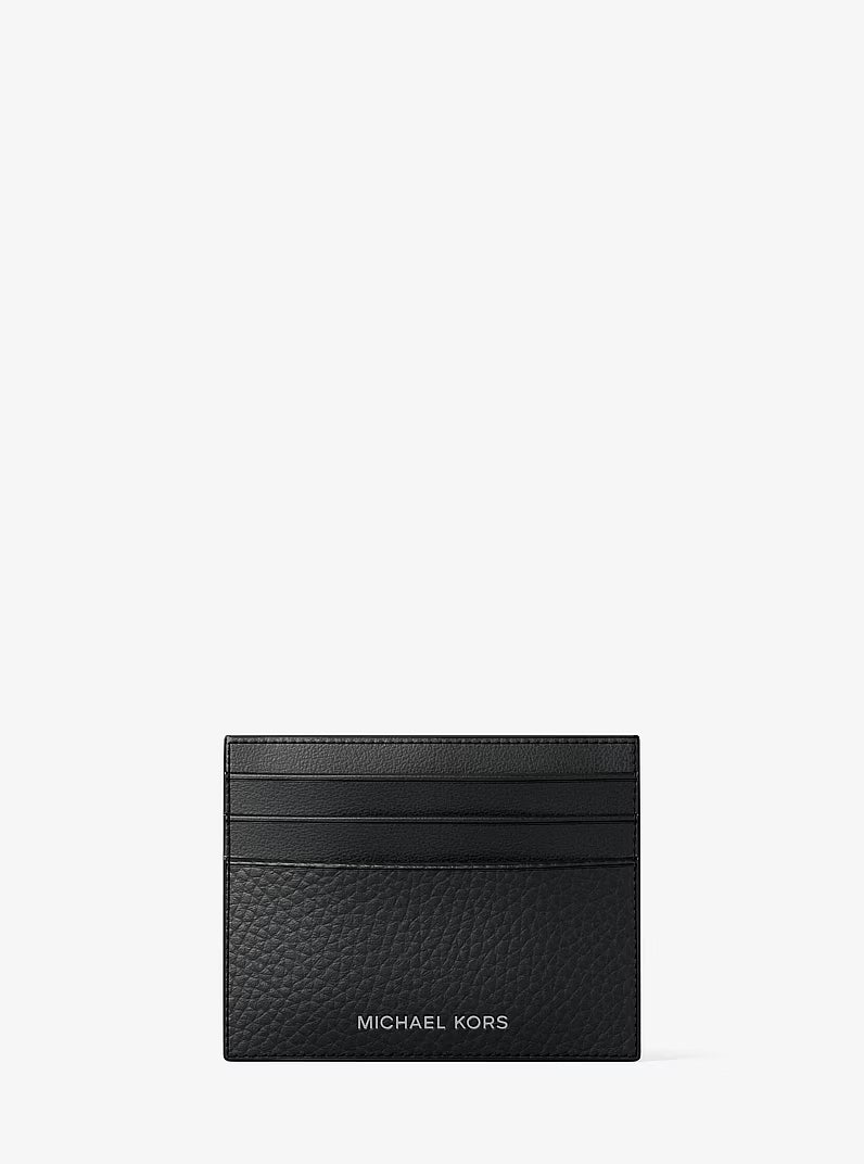 Michael Kors Cooper Pebbled Leather Tall Card Case Black