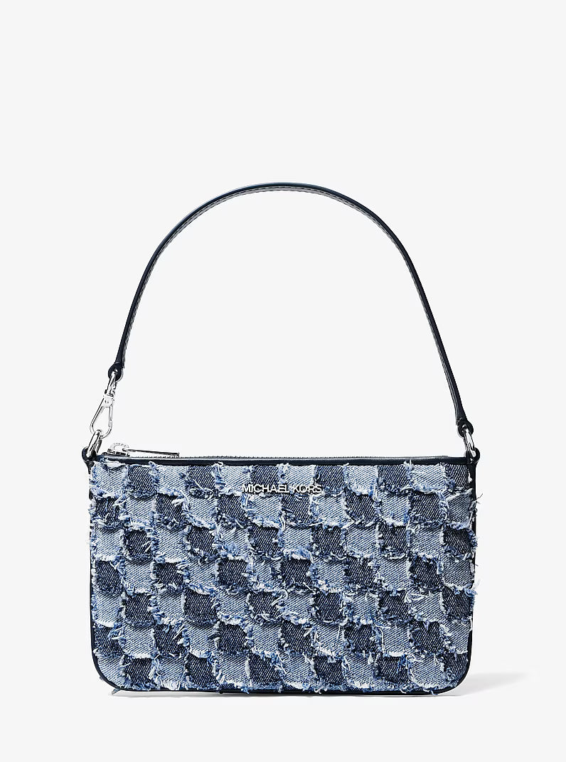 Jet Set Travel Small Patchwork Denim Convertible WASHED DENIM Wristlet