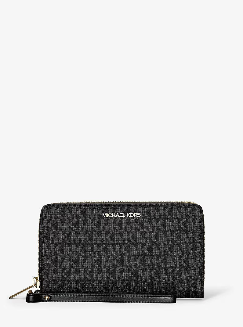Michael Kors Jet Set Large Signature Logo Smartphone Wallet Black