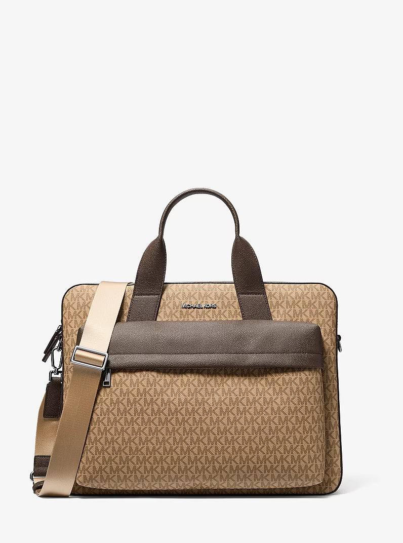 Pacey Medium Signature Logo Pocket CAMEL Briefcase