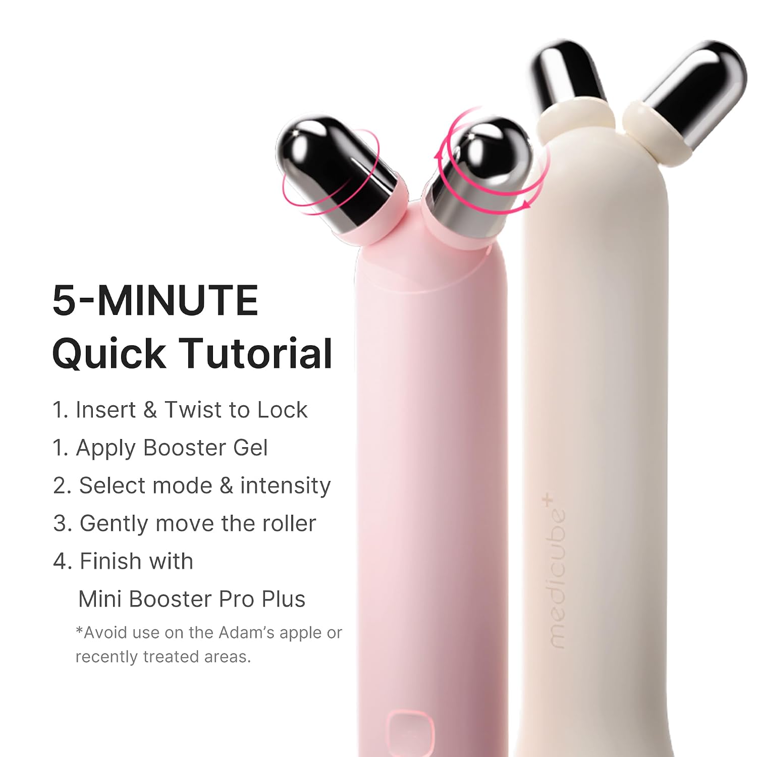 Medicube Mini Booster Pro Plus Face Roller Device Set | 2-in-1 Massage & Skincare Device | Jawline Care & Depuffing | Face & Body Massager with 3 Vibration Modes | Korean Facial Device
