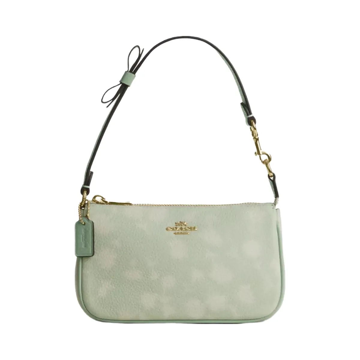 Coach Nolita 19 With Floral Print And Bow in Gold Pale Green