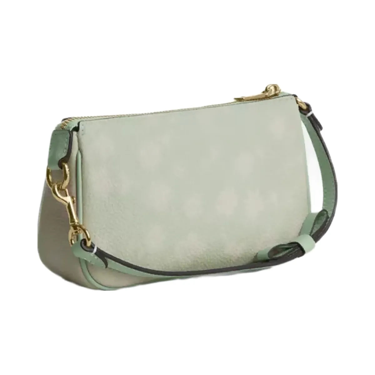 Coach Nolita 19 With Floral Print And Bow in Gold Pale Green