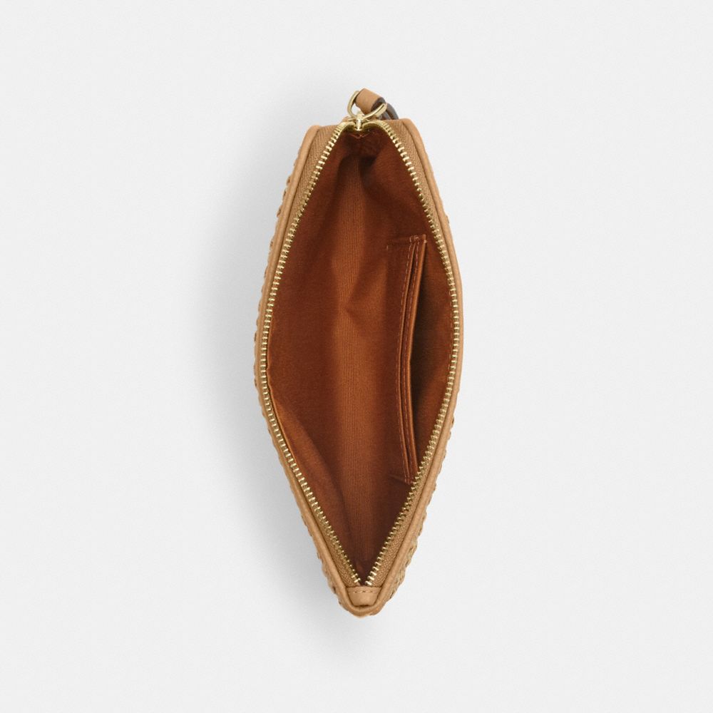 Coach Large Corner Zip Wristlet Gold Toast