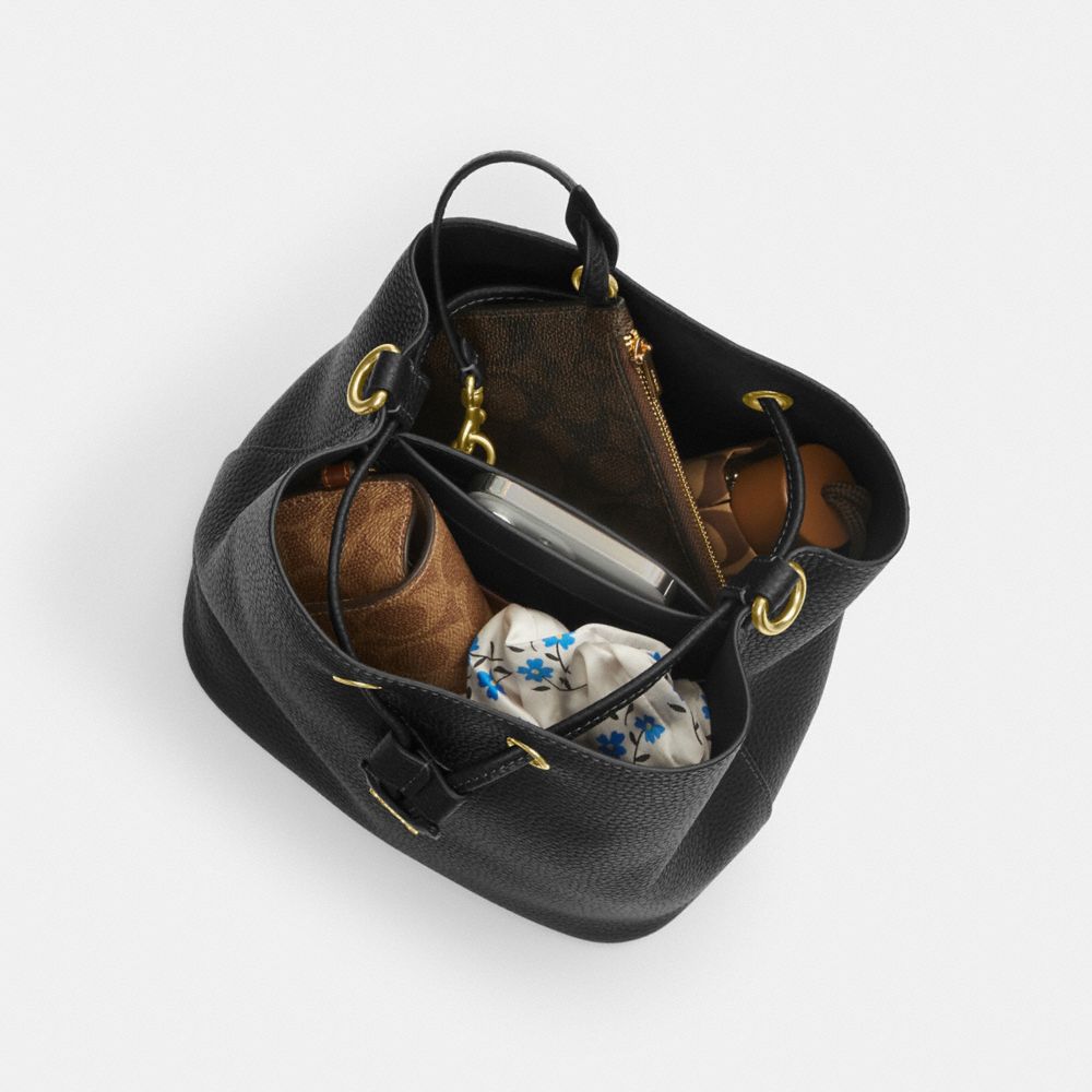 Coach Rowan Bucket Bag Gold Black