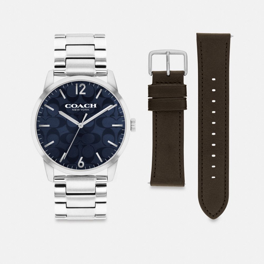 Coach Keane Watch Gift Set, 39 Mm Stainless Steel  Saddle